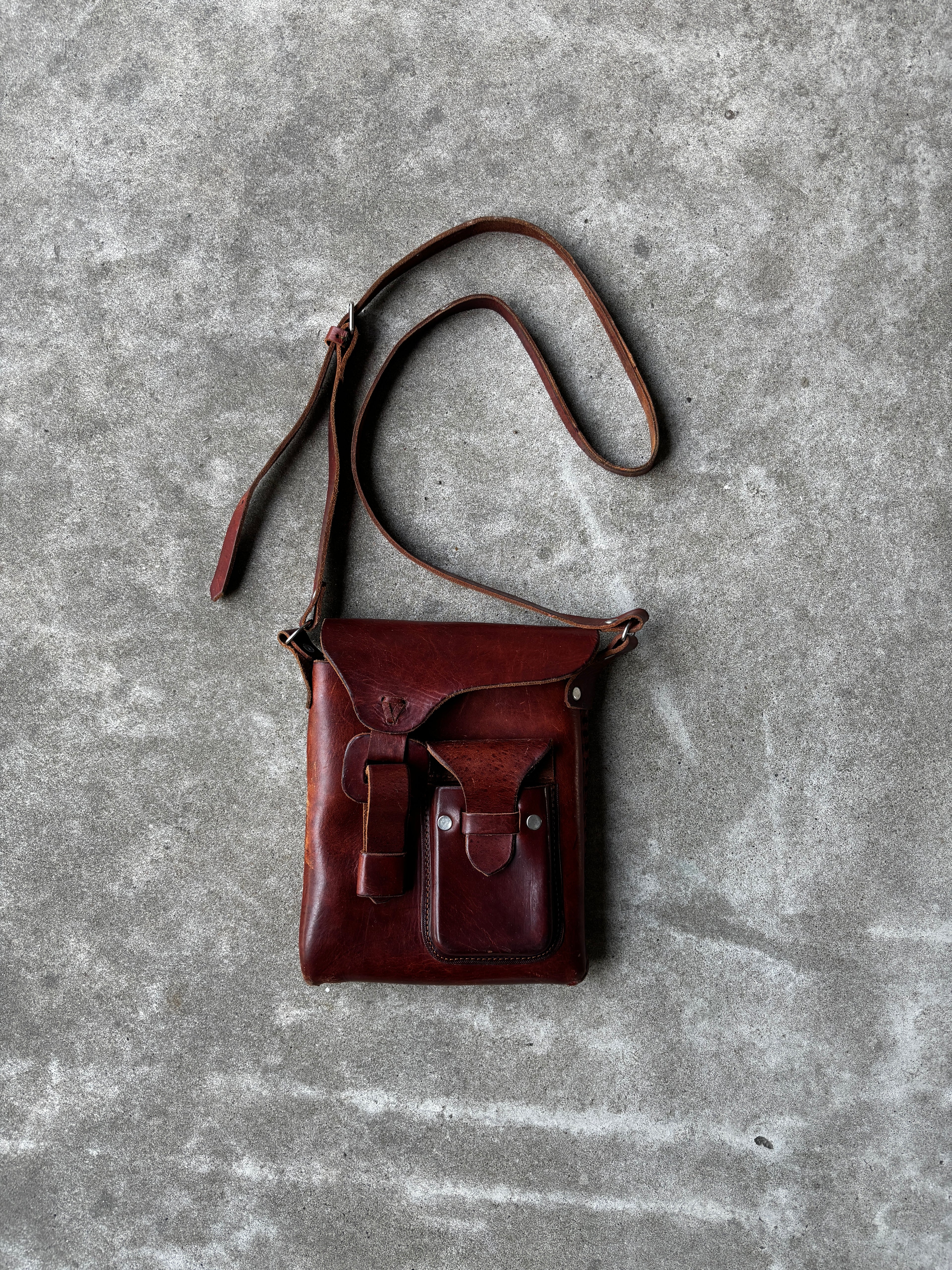 Brown Leather Bag Flap Closure