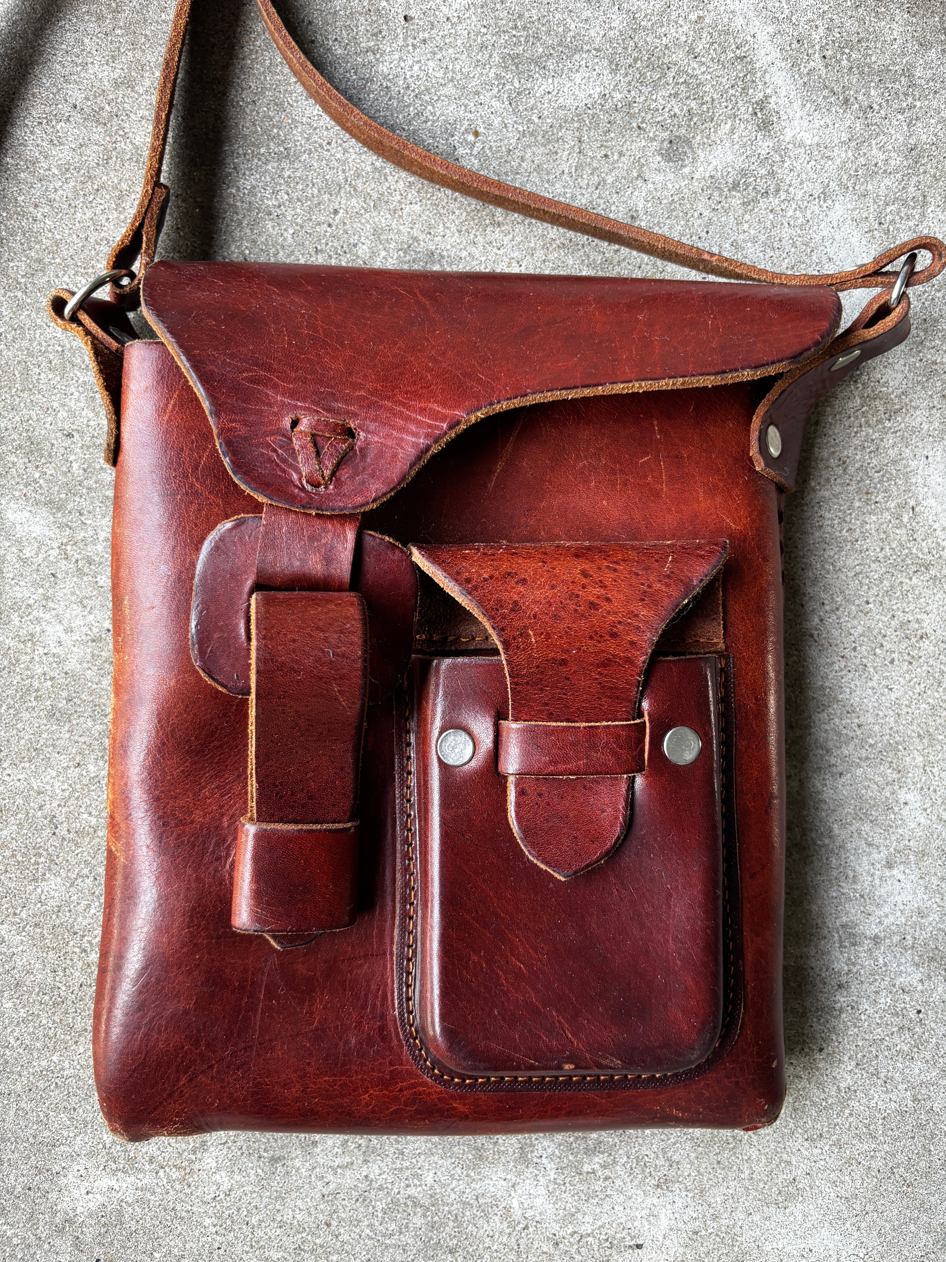 Brown Leather Bag Flap Closure