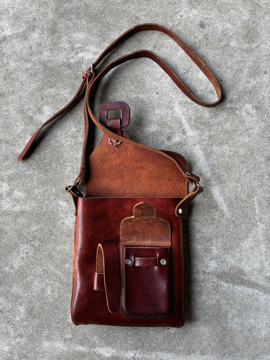 Brown Leather Bag Flap Closure
