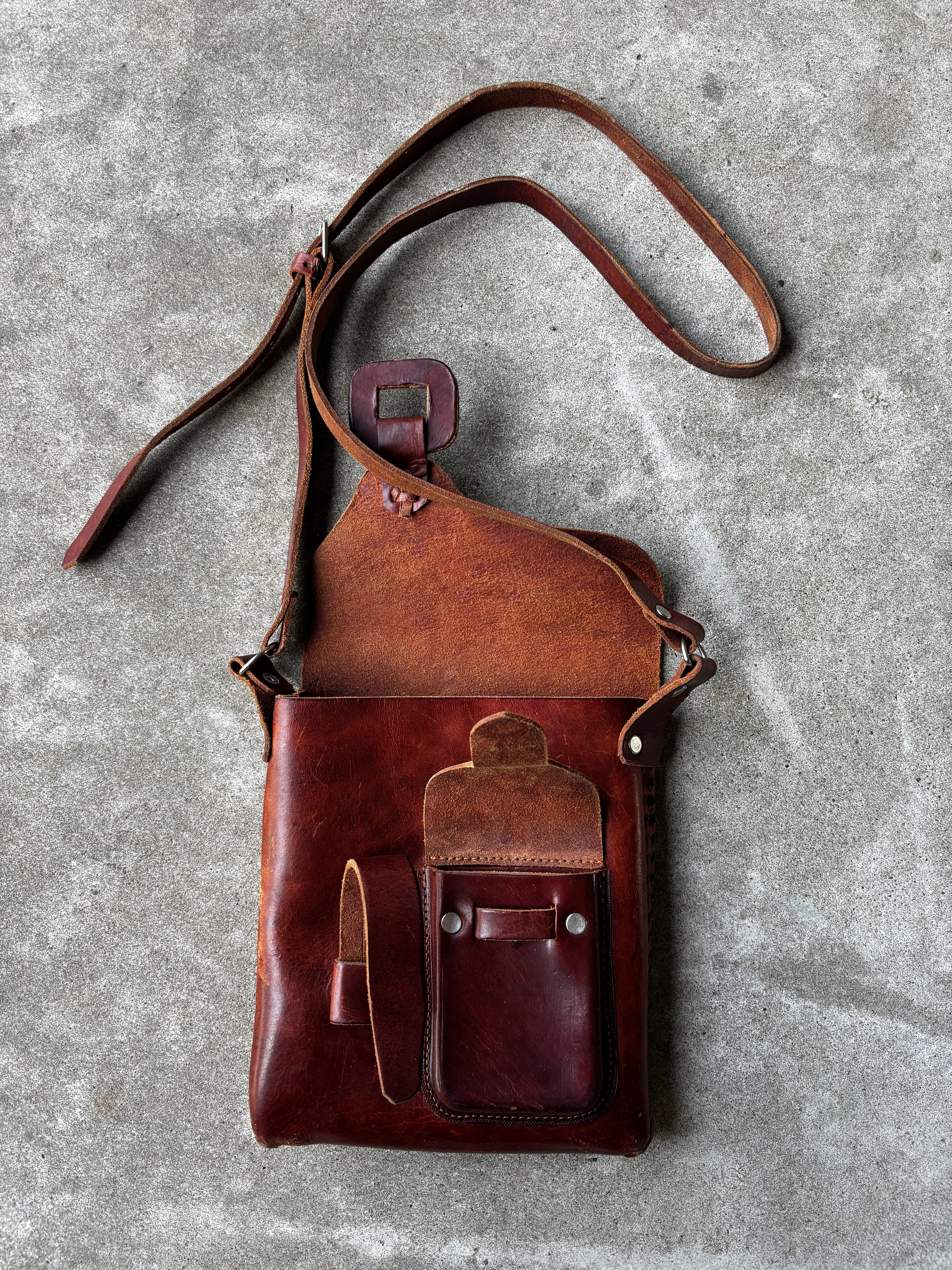 Brown Leather Bag Flap Closure