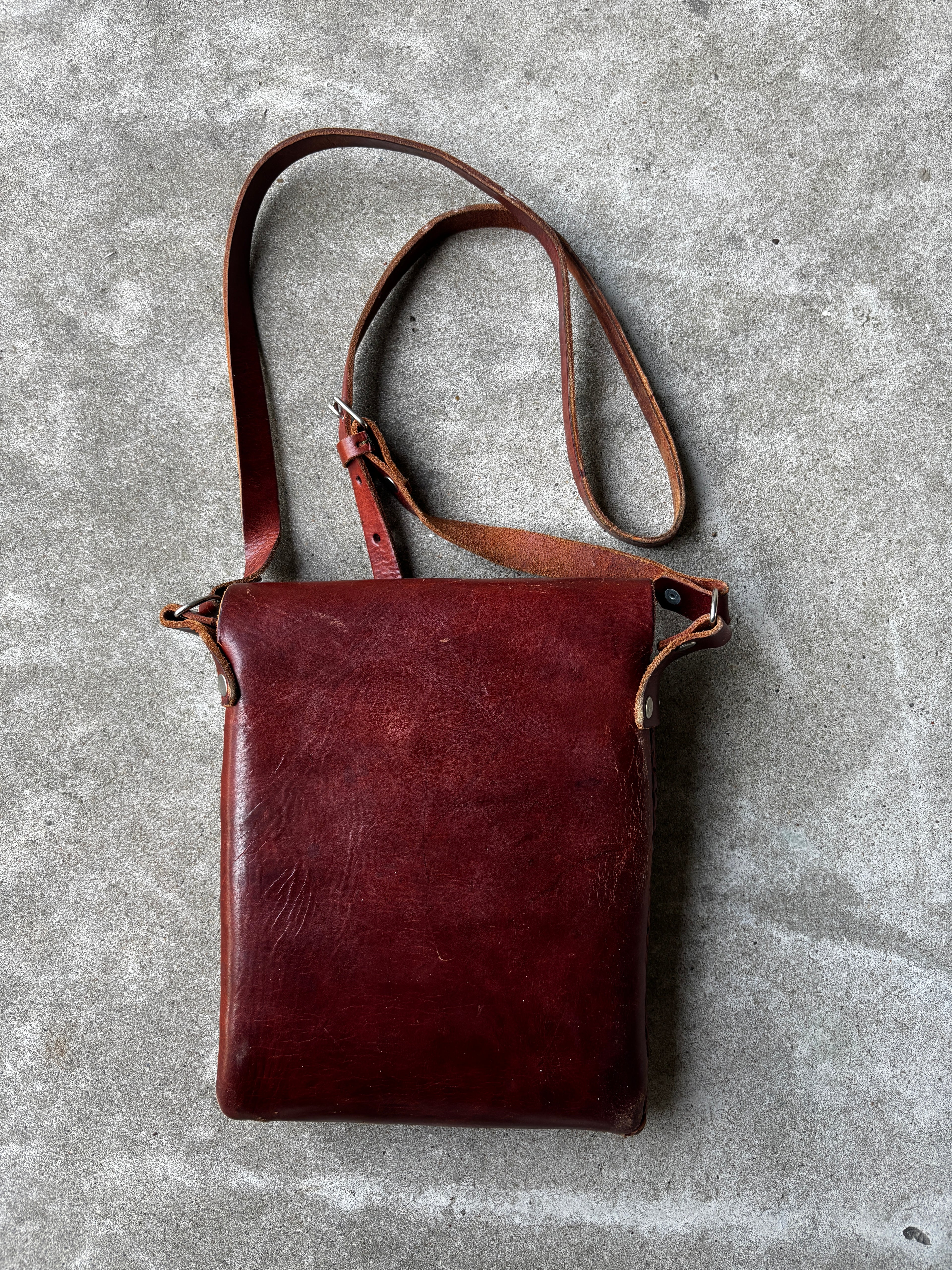 Brown Leather Bag Flap Closure
