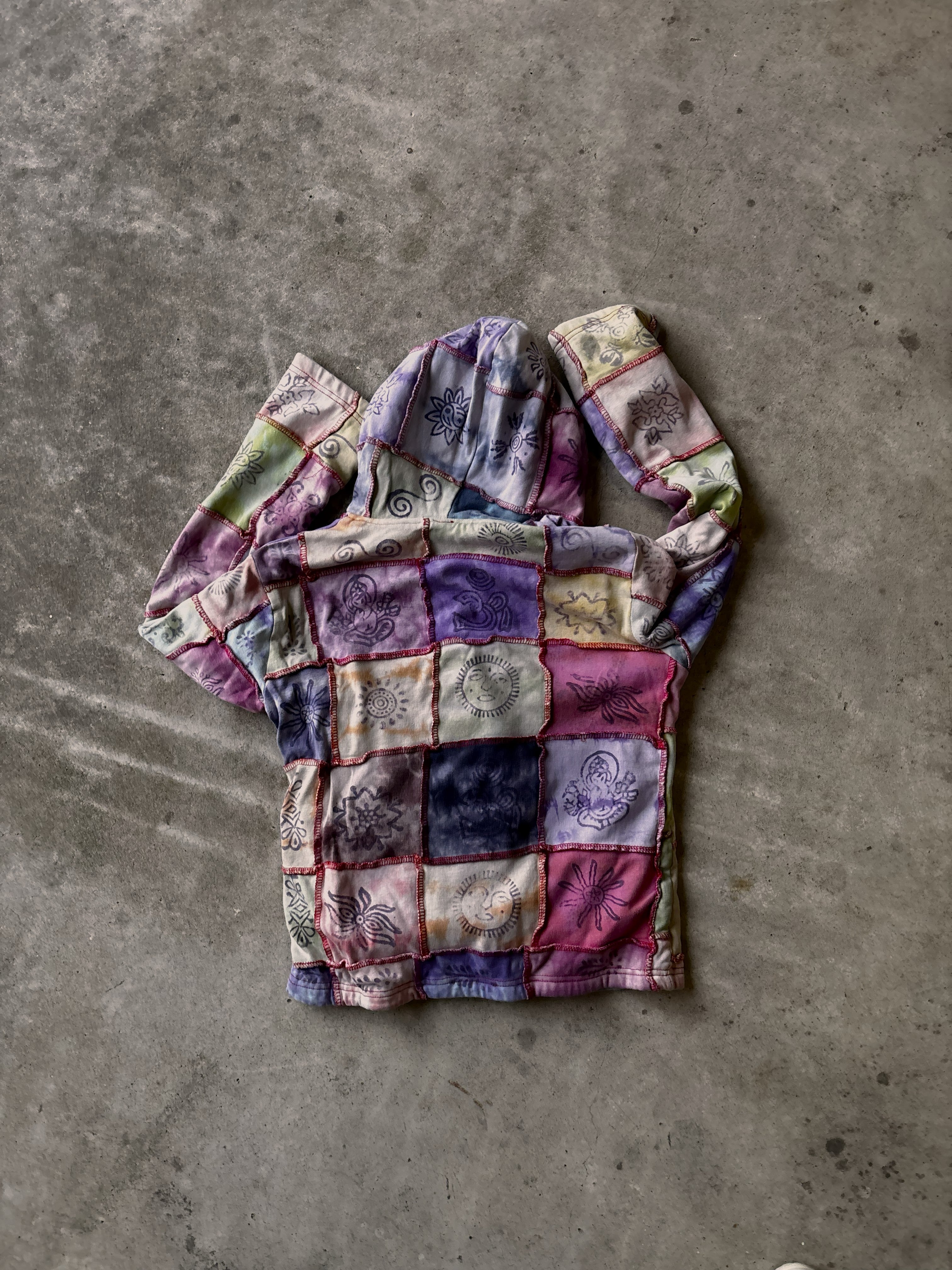 Boho Multi-Colored Patchwork Zip Up