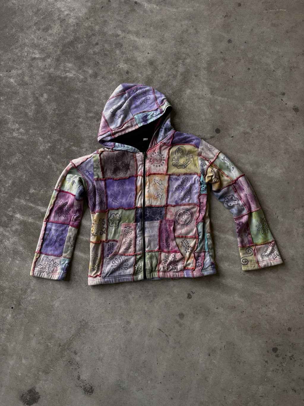 Boho Multi-Colored Patchwork Zip Up