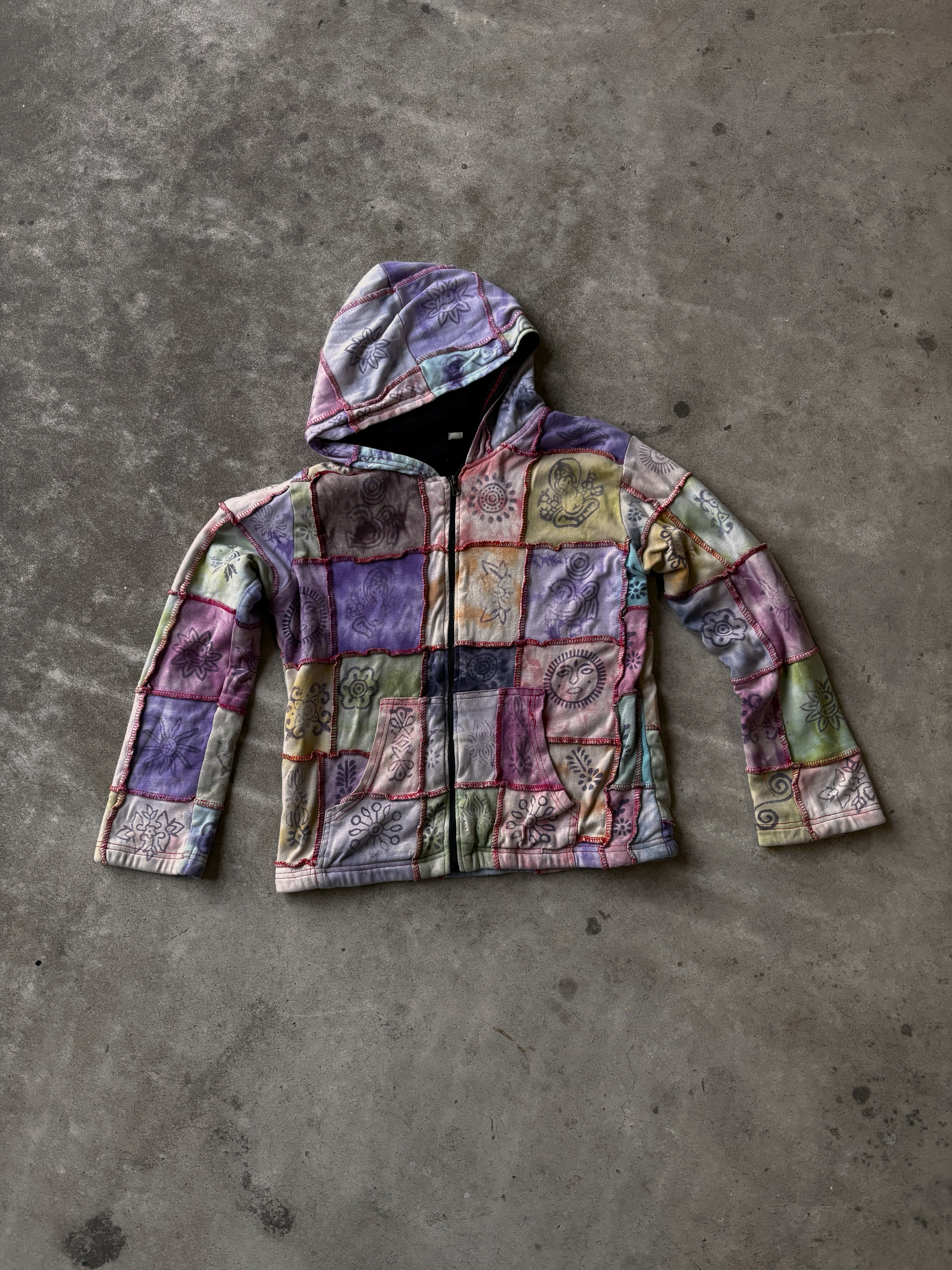 Boho Multi-Colored Patchwork Zip Up